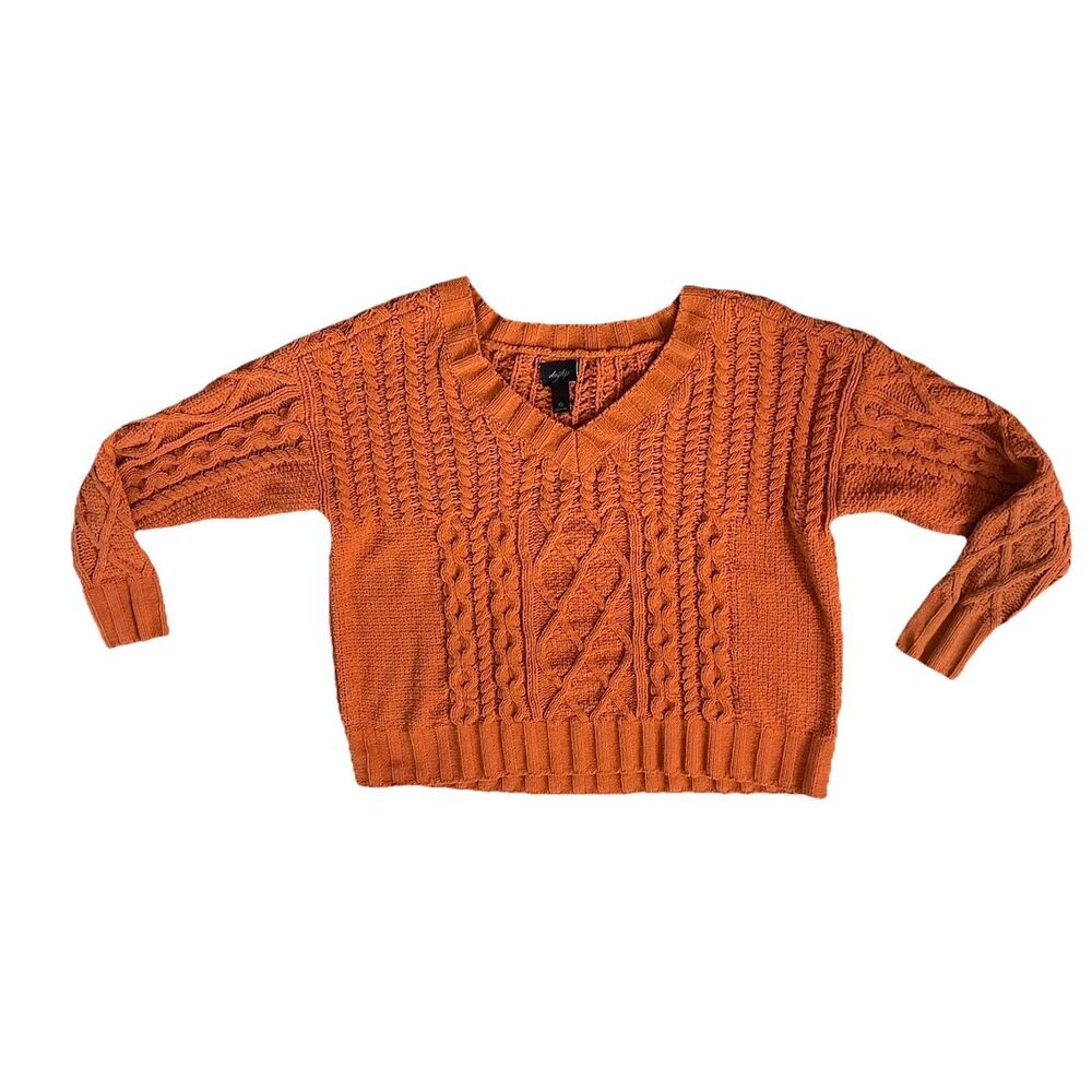 Daytrip Women’s Cable Knit Sweater XS Oversized Cropped Boxy Chunky‎ Knit